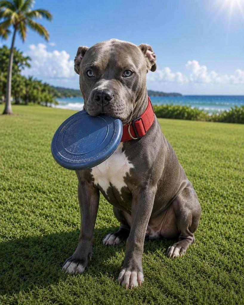 Pit monster blue, cachorro de porte médio para adoção em Ubatuba - SP