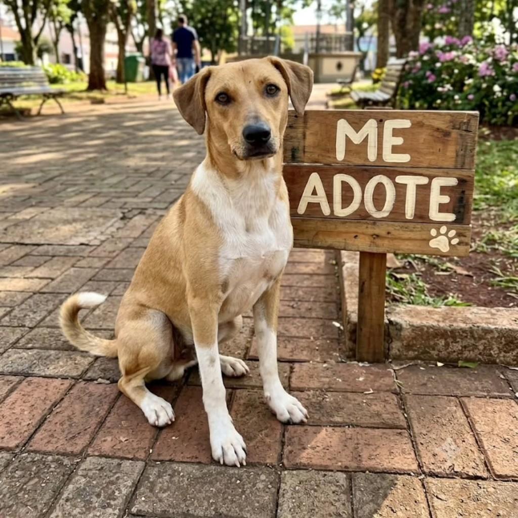 Lindolfo, cachorro de porte médio para adoção em São Simão - SP